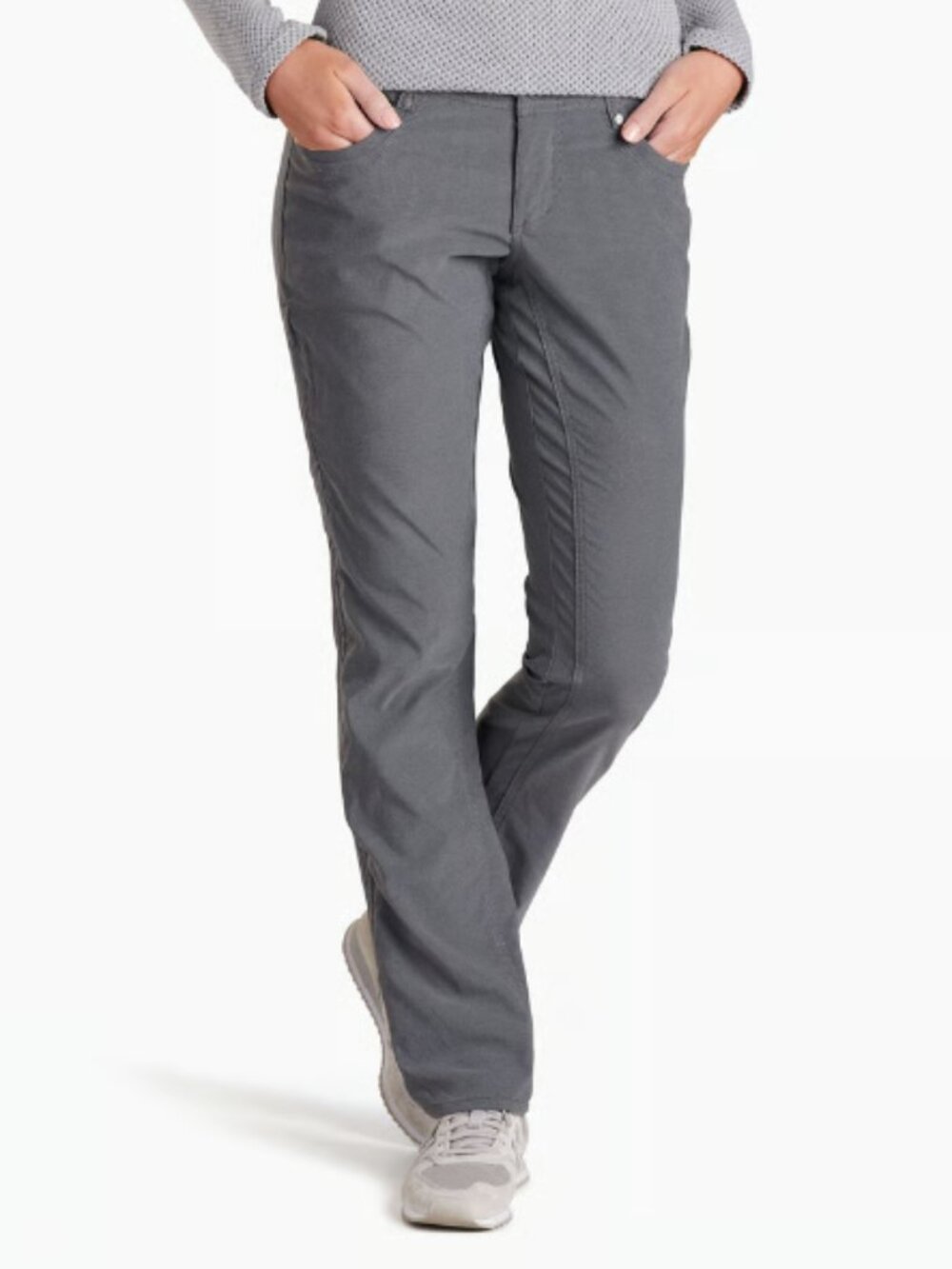 Kuhl Legendary Pant Charcoal Gray Mid-Rise Straight Leg Nylon Size 8 Regular